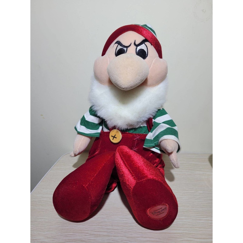 Disney Store Grumpy Holiday Christmas Elf Snow White and the 7 Dwarfs Stuffed Pl